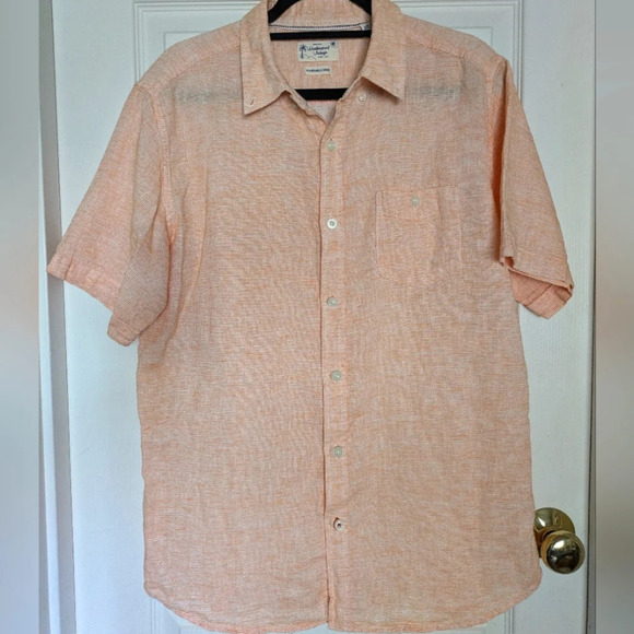 Weatherproof Men's Casual Button Down Shirt - Light Orange - Picture 2 of 6
